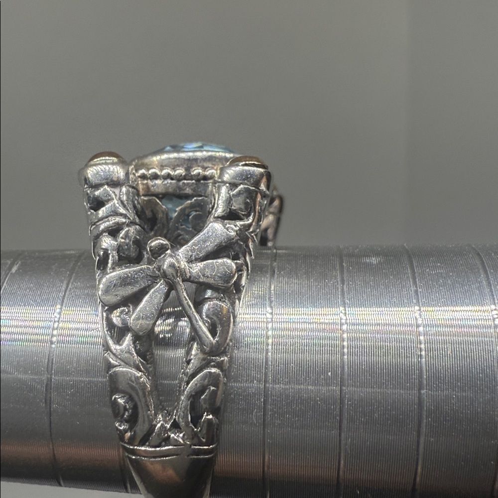 Blue topaz sterling silver ring with 18kt gold accents size 10 - Picture 7 of 8